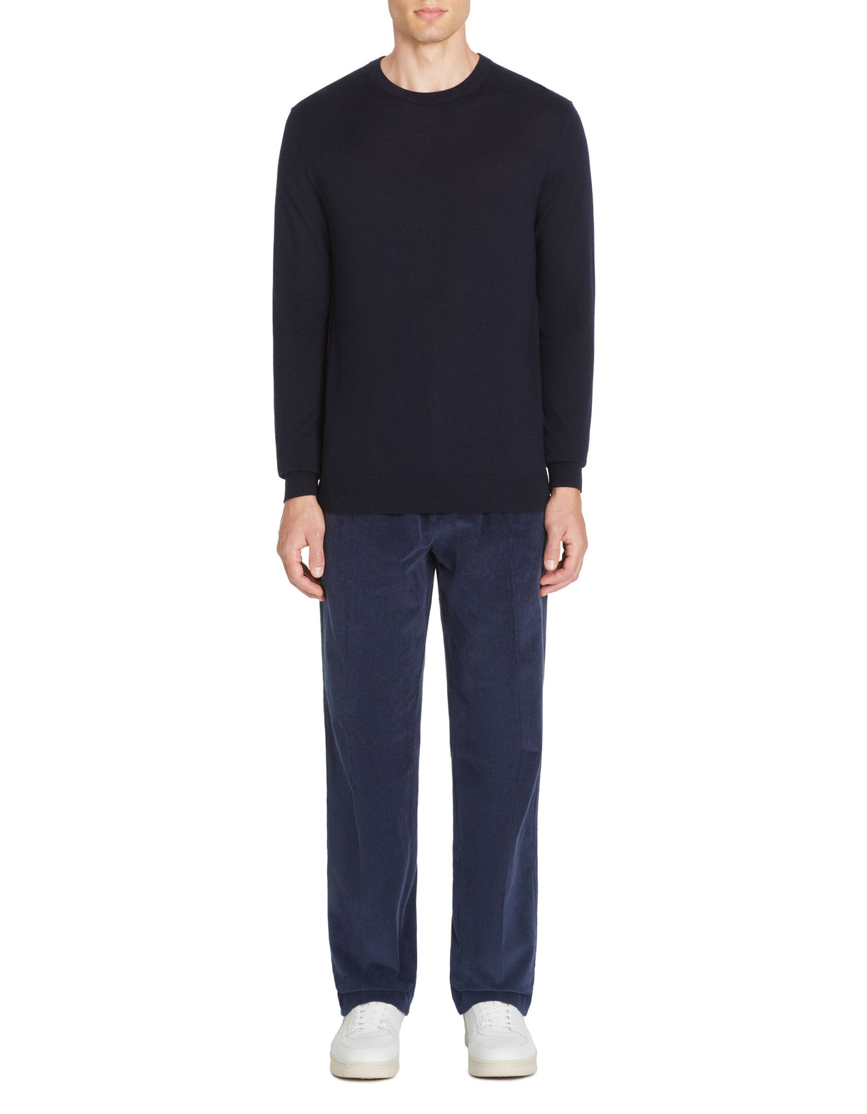 100% Merino Wool Crew Neck Sweater - Navy - Runner