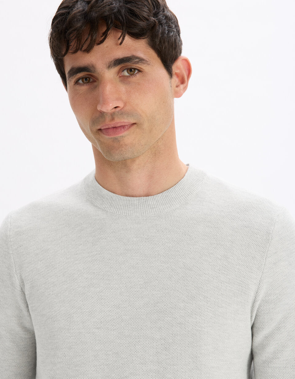 100% cotton crew neck sweater - medium grey