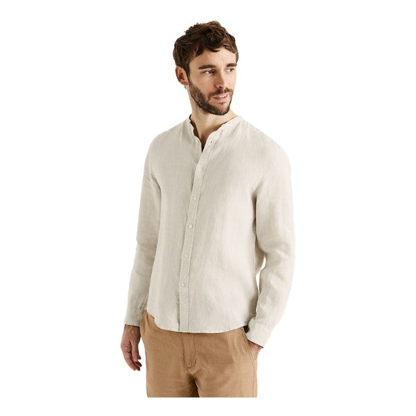 CELIO Regular Linen Shirt With Mandarin Collar