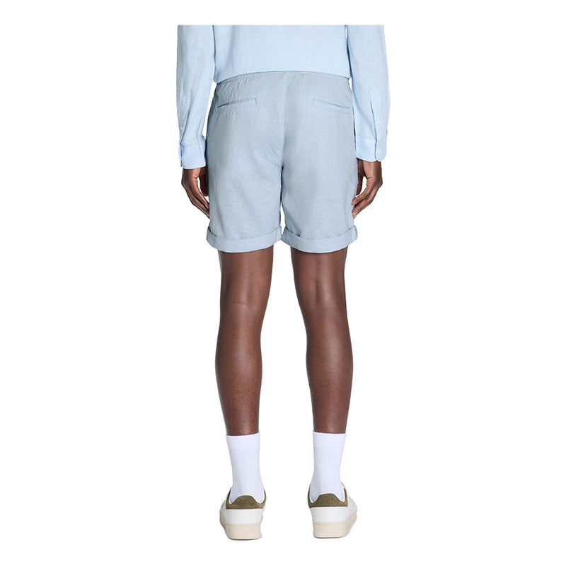 Linen And Cotton Bermuda Shorts - Light Blue