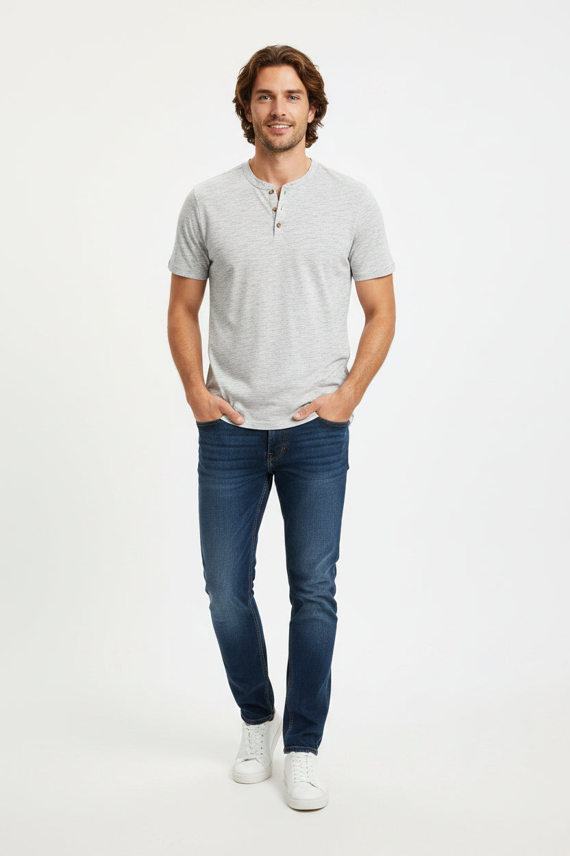 CELIO Cotton Blend Straight Neck T-Shirt