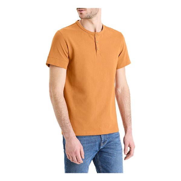 CELIO Stretch Cotton Tunisian Collar T-Shirt