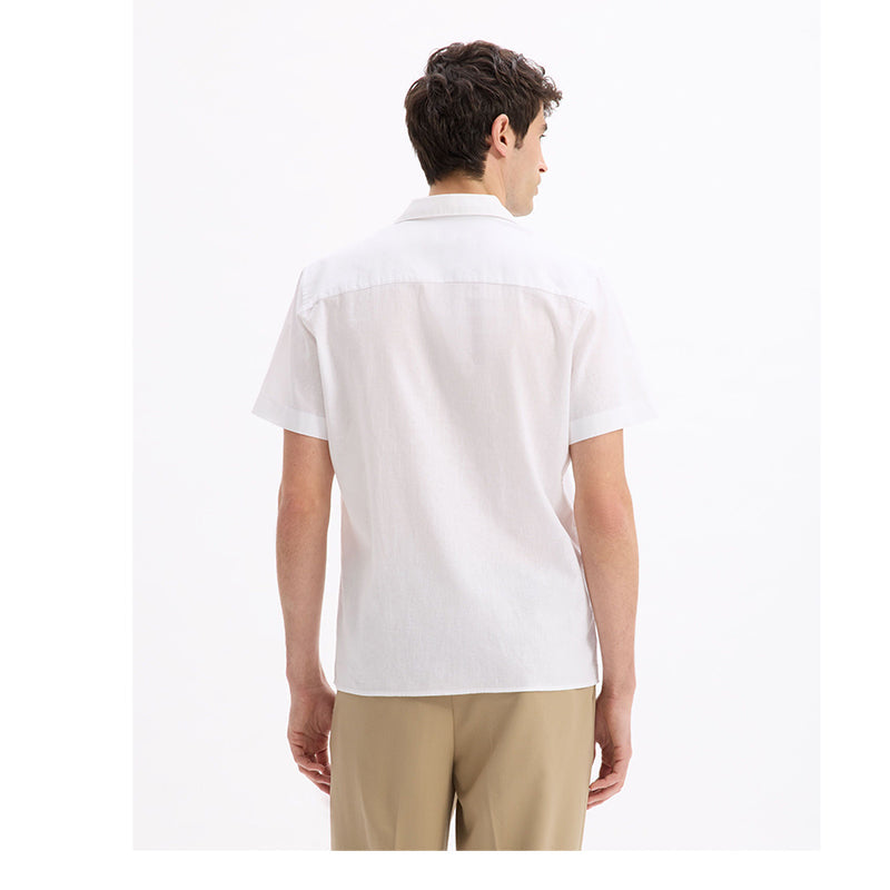 Regular Linen And Cotton Shirt - White
