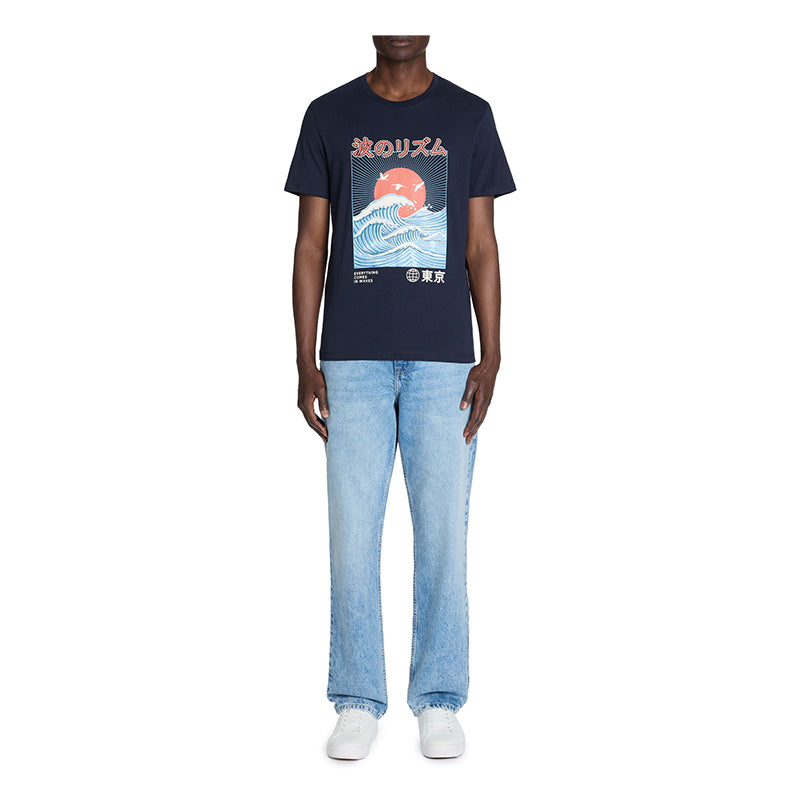 Straight Round Neck T-Shirt 100% Cotton - Navy