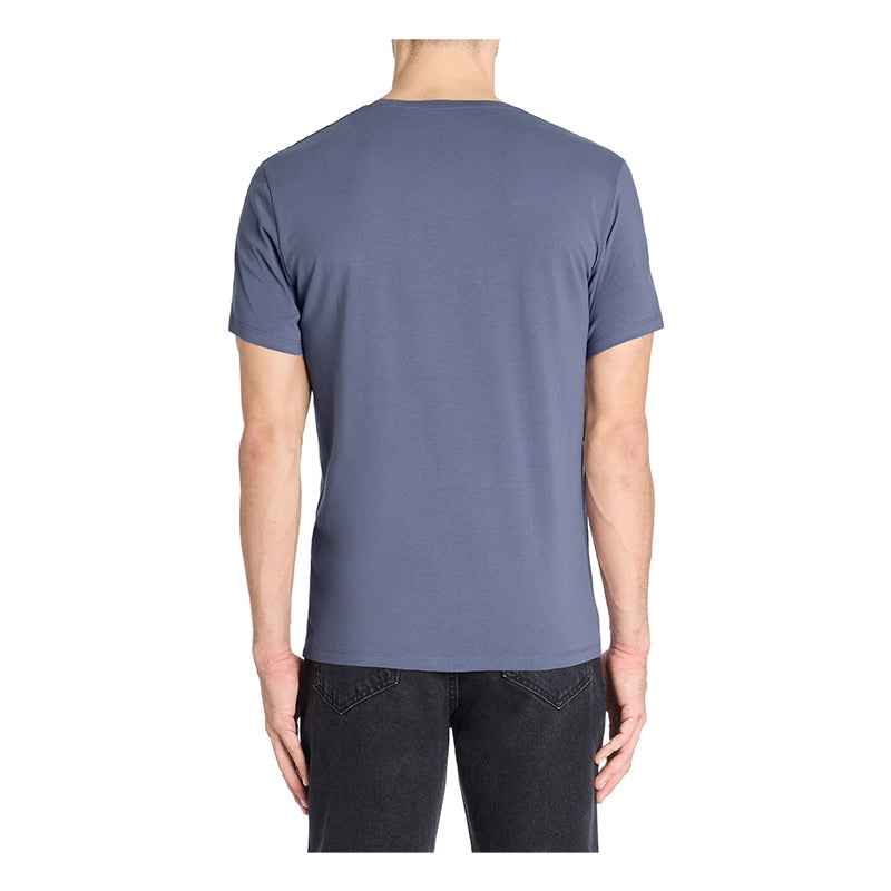 Slim Round-Neck T-Shirt In Stretch Cotton - Gray Blue
