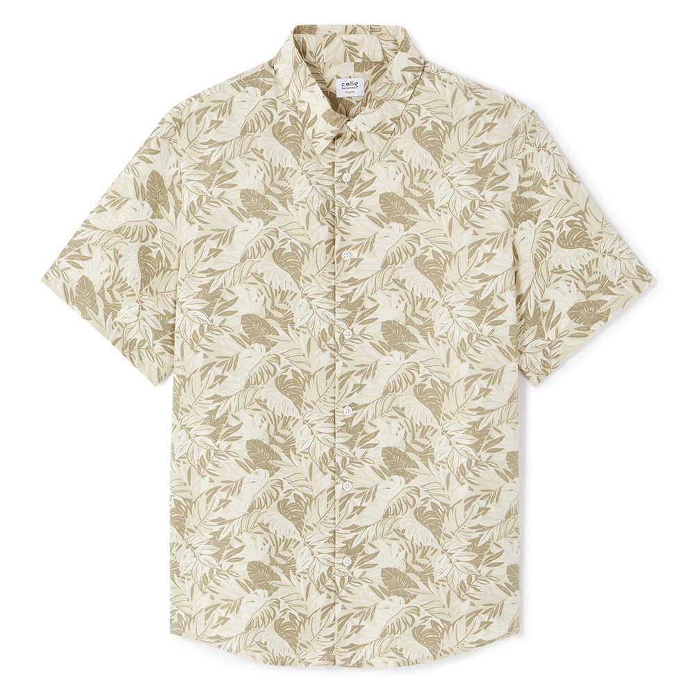 Palm Print Shirt 100% Viscose - Beige