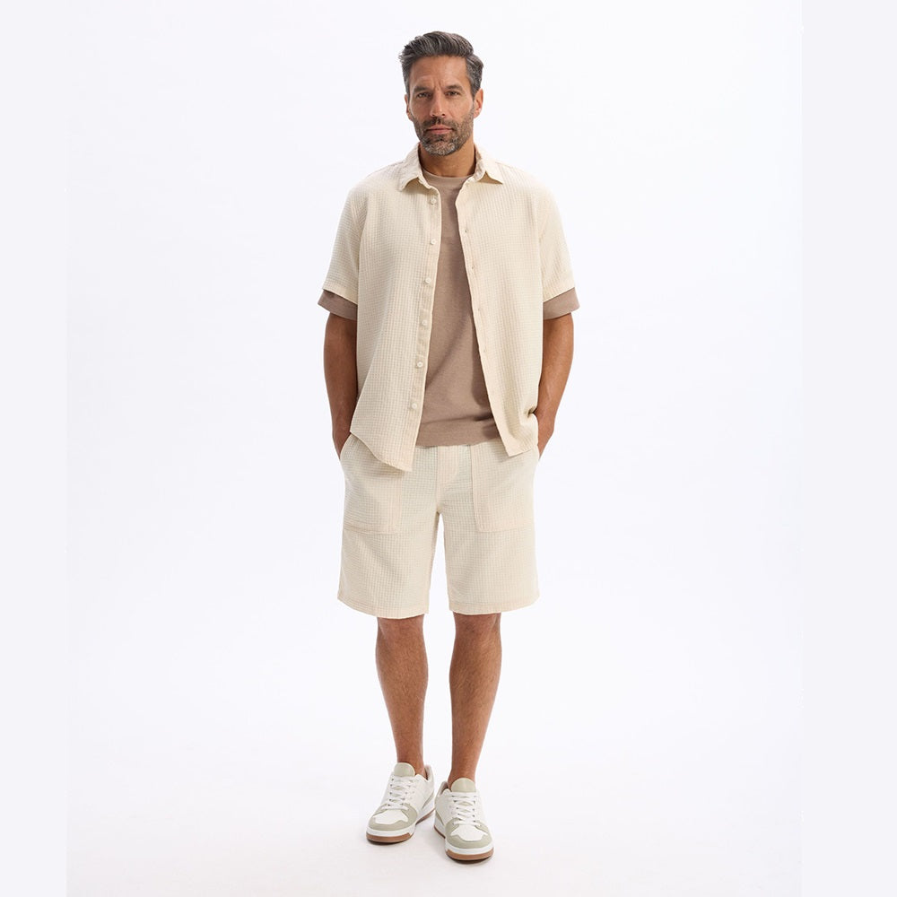 100% Cotton Bermuda Shorts - Beige