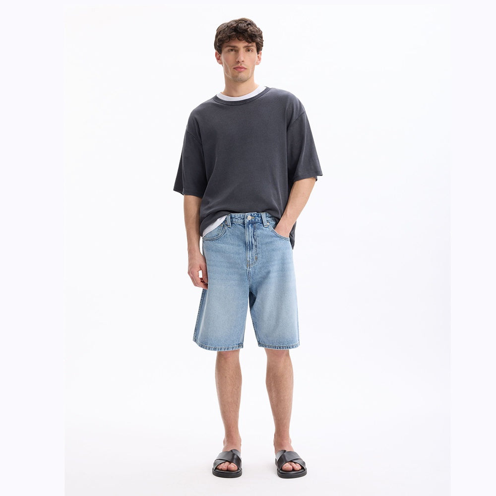 Long Baggy Denim Bermuda Shorts - Light Blue