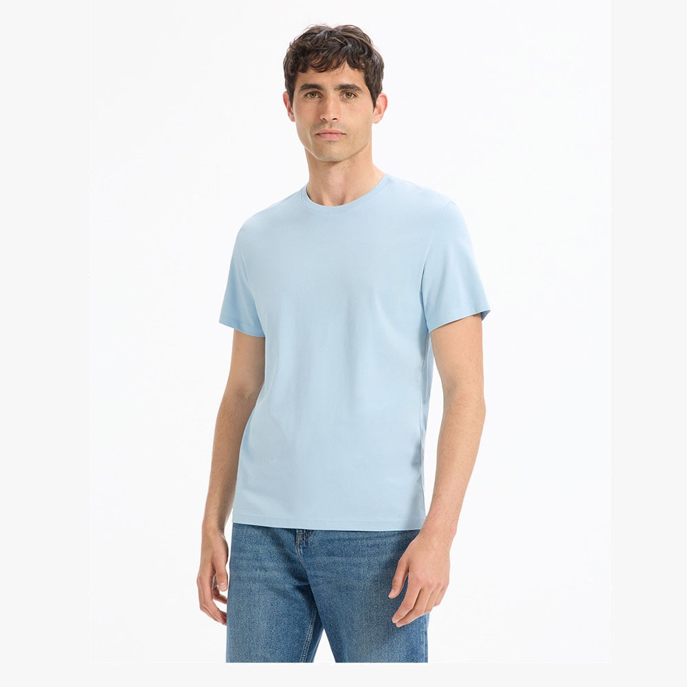 Straight Round Neck T-Shirt 100% Cotton - Light Blue