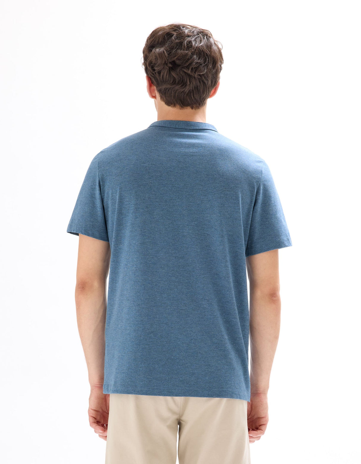 Regular Tunisian-Collar Blended T-Shirt