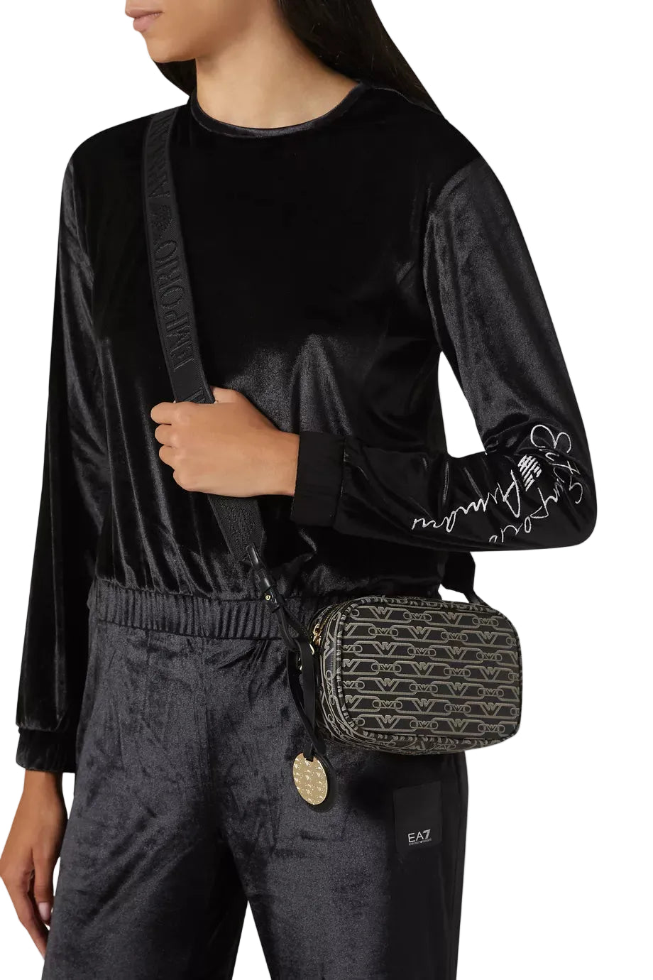 EMPORIO ARMANI Hemp logo camera bag EAB24