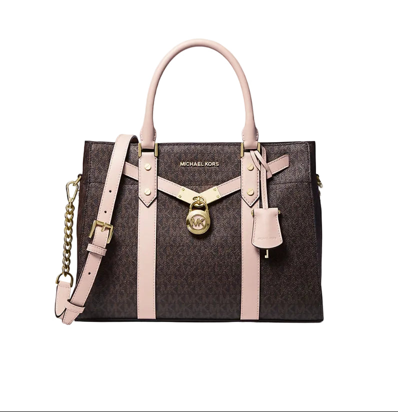 MICHAEL KORS Nouveau Hamilton Large Logo and Leather Satchel Bag MK78