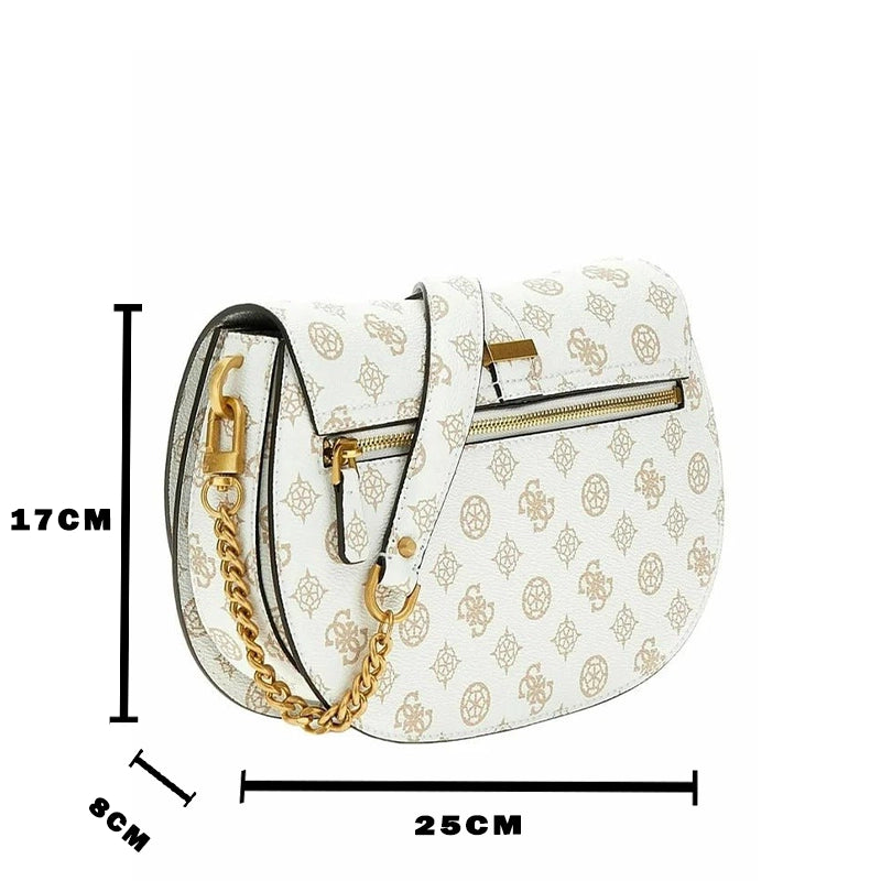 Guess Kuba Tri Compartment Flap bag-WHITE-