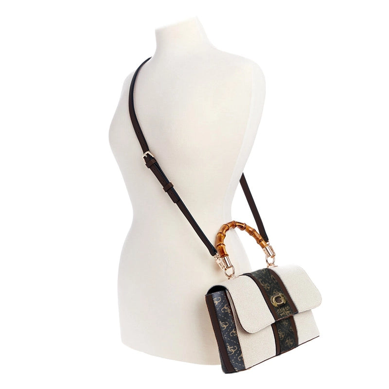 GUESS Logo Kerima Bamboo Top Handle Flap GB258