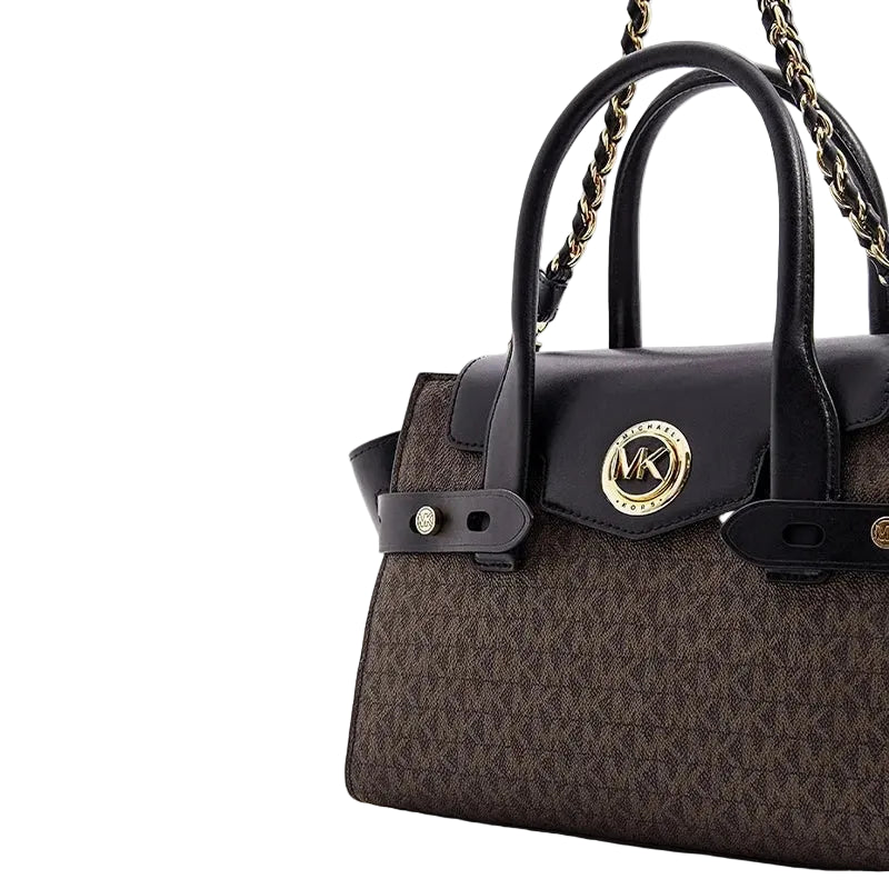 MICHAEL KORS Carmen large logo and leather - BROWN- MK4