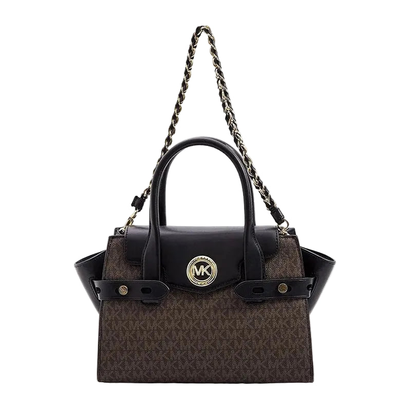 MICHAEL KORS Carmen large logo and leather - BROWN- MK4