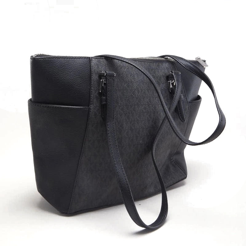 MICHAEL KORS Charlotte Large Logo and Leather - GREY- MK9