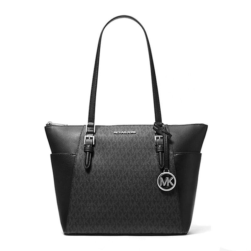 MICHAEL KORS Charlotte Large Logo and Leather - GREY- MK9