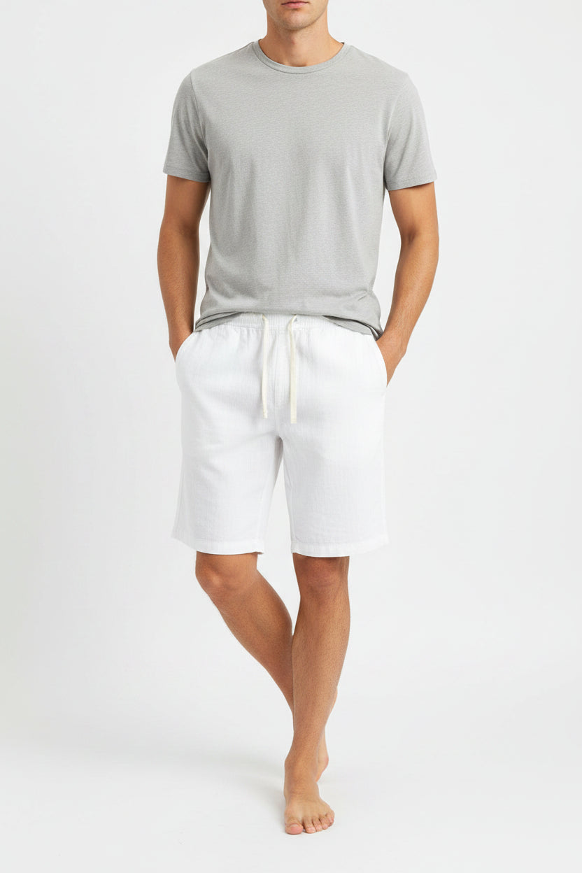 Bermuda shorts 100% cotton gauze - white - Runner