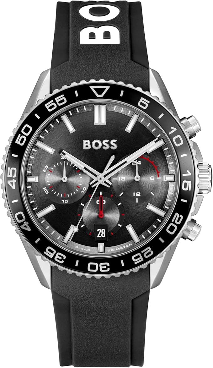 BOSS Chronograph Quartz Watch for Men Runner Collection with Silicone Strap - 1514141 1514157 BBM56 - Runner