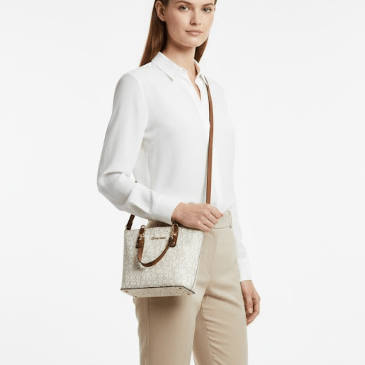 Calvin Klein Monogram Tote Bag Small Handbag Women CB109 - Runner
