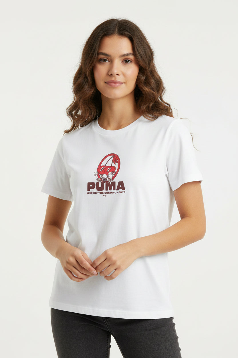 Graphic Cherry The Moment Slim T-shirt Women - Runner