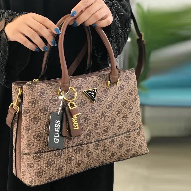 GUESS CORDELIA LOG HANDBAG - BROWN - GB335 - Runner