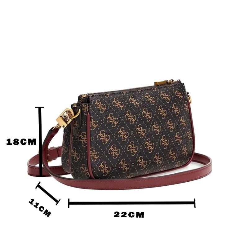 GUESS Izzy Double Pouch Crossbody BAG - BROWN - GB20 - Runner