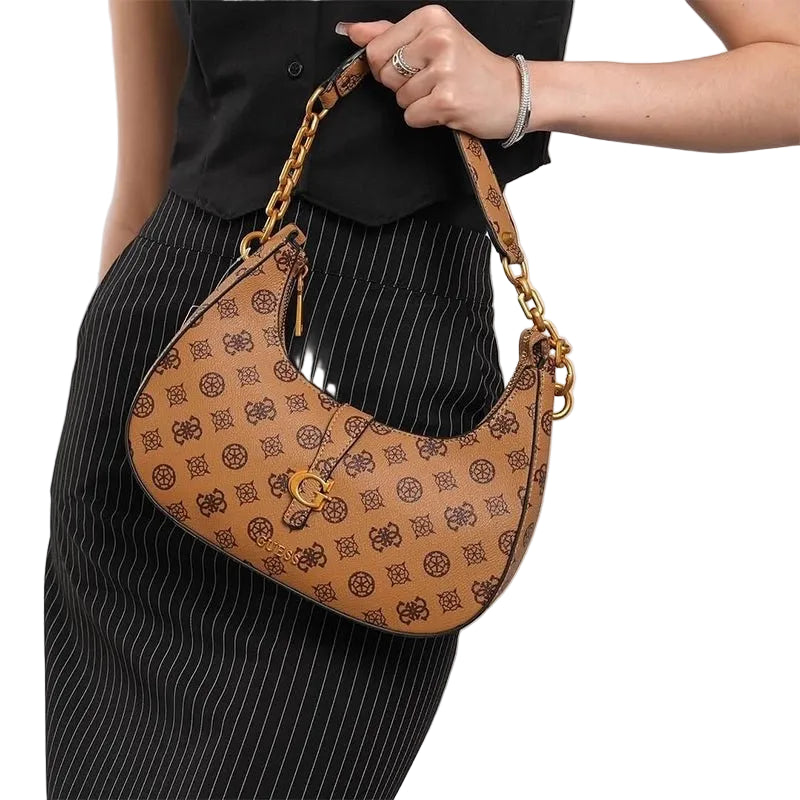 GUESS Kuba Top Zip Shoulder Bag - BROWN - GB208 - Runner