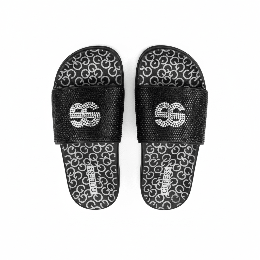 GUESS Women’s Black Rhinestone Accents Flip Flop Platform SLW32 - Runner