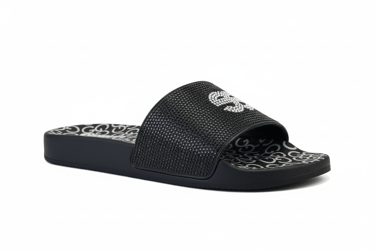 GUESS Women’s Black Rhinestone Accents Flip Flop Platform SLW32 - Runner