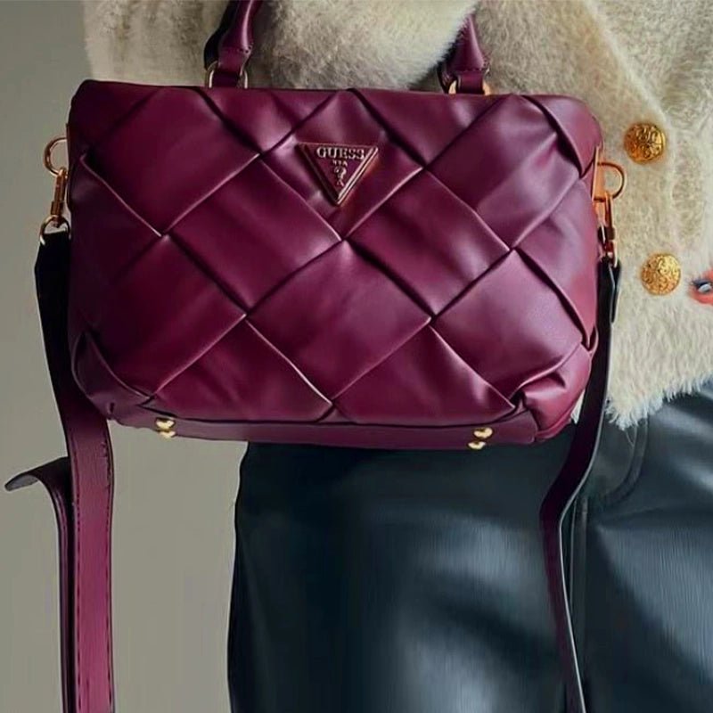 GUESS Zaina Mini Satchel Bag - MAROON - GB177 - Runner