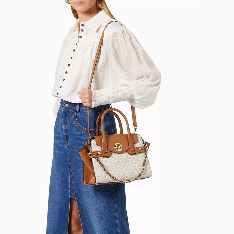 MICHAEL KORS Carmen large logo and leather - WHITE - MK3 - Runner