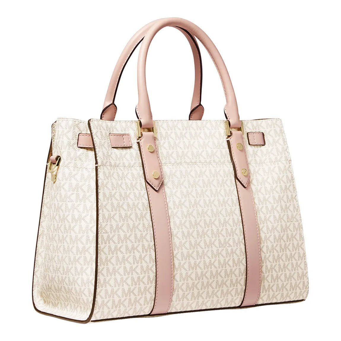 MICHAEL KORS Vanilla, Soft Pink Nouveau Hamilton Large Satchel MK75 - Runner
