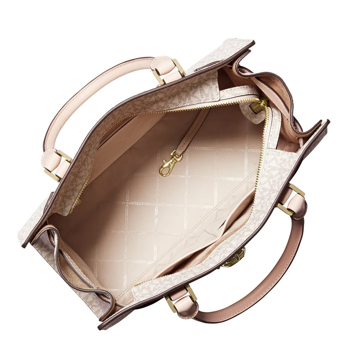 MICHAEL KORS Vanilla, Soft Pink Nouveau Hamilton Large Satchel MK75 - Runner