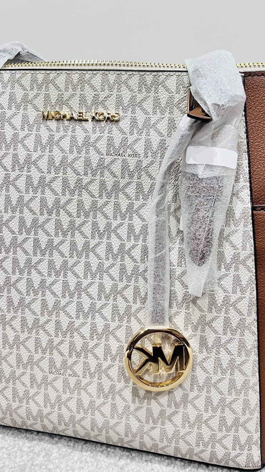 NEW Michael Kors Charlotte Signature Leather Top Zip Tote Handbag Shoulder Bag MK43 - Runner