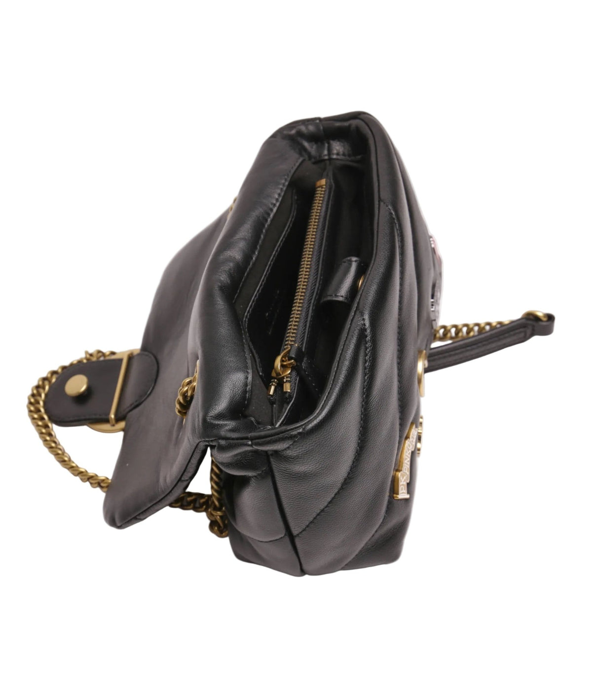 PINKO Leather messenger bag MINI PUFF VERSITY PINS CL PB14 - Runner