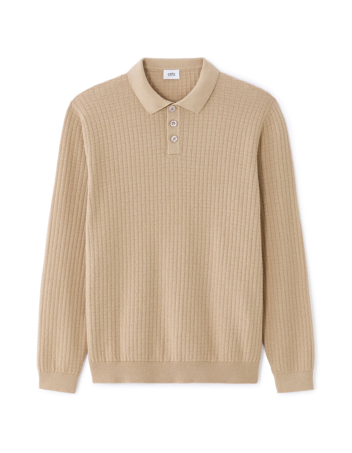Polo Collar Sweater With Fancy Knit - Runner