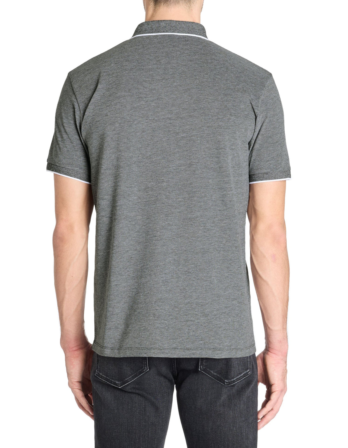 Regular Cotton Blend Polo Shirt - Anthracite - Runner