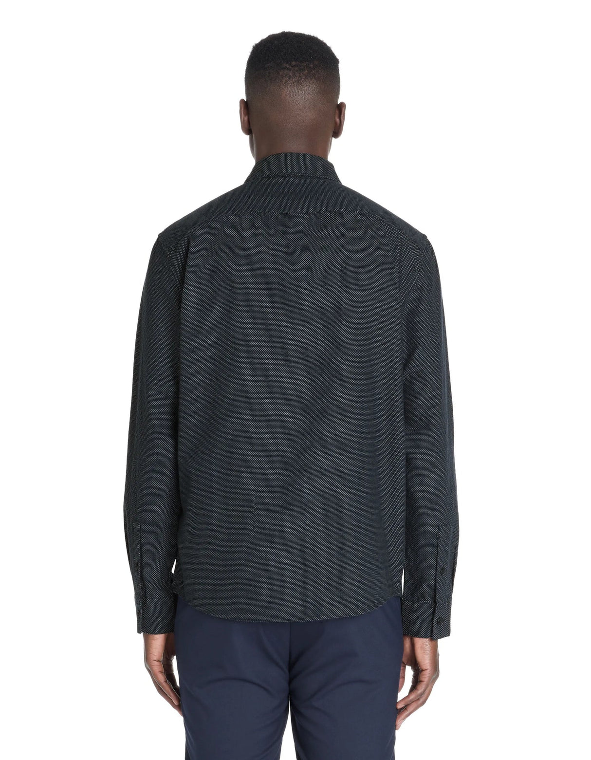 Regular Polka Dot Shirt 100% Cotton - Navy - Runner