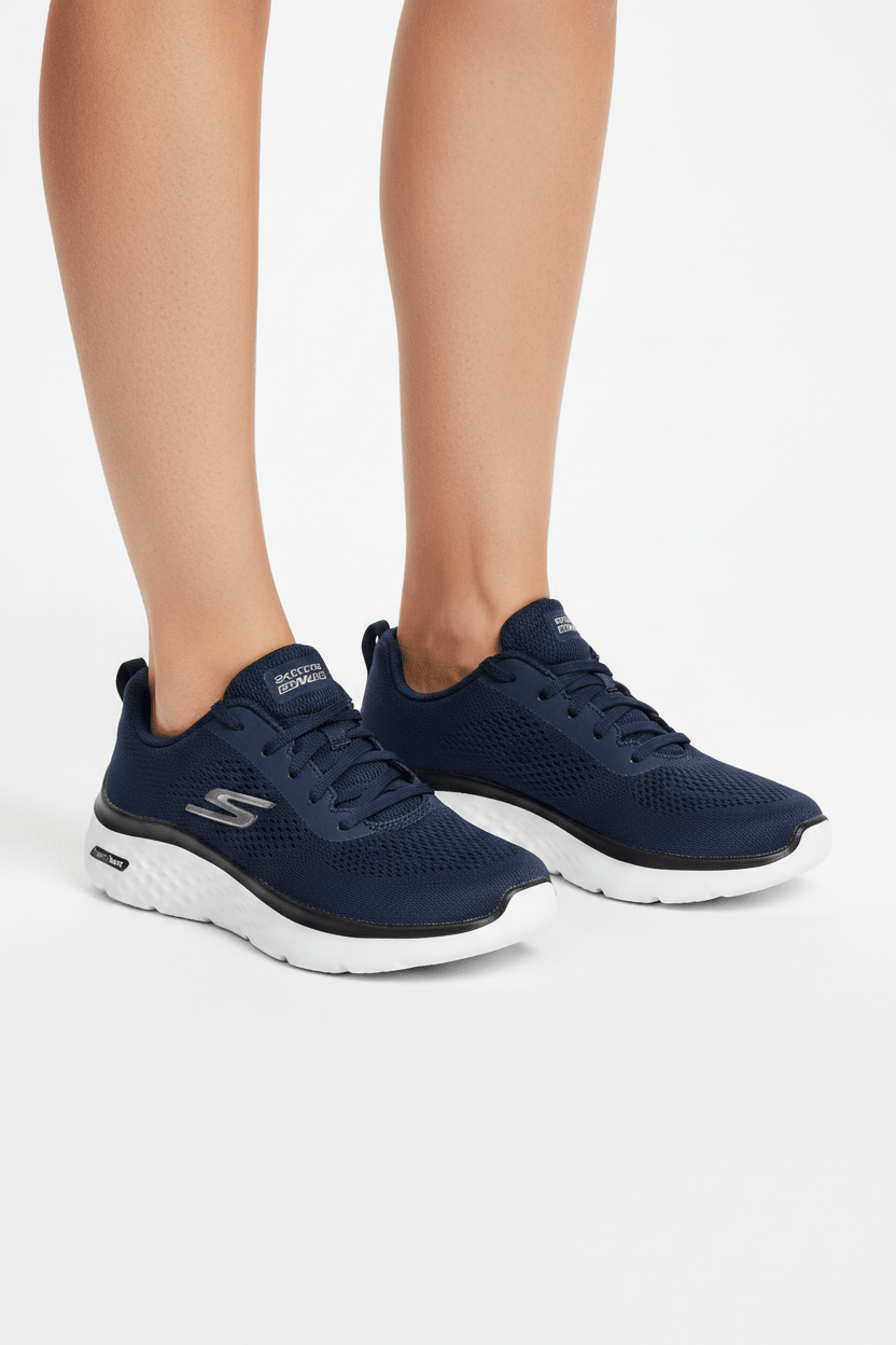 Skechers Women's Wide Fit Go Walk Hyper Burst Sneakers-124578-NVW- SKW103 - Runner