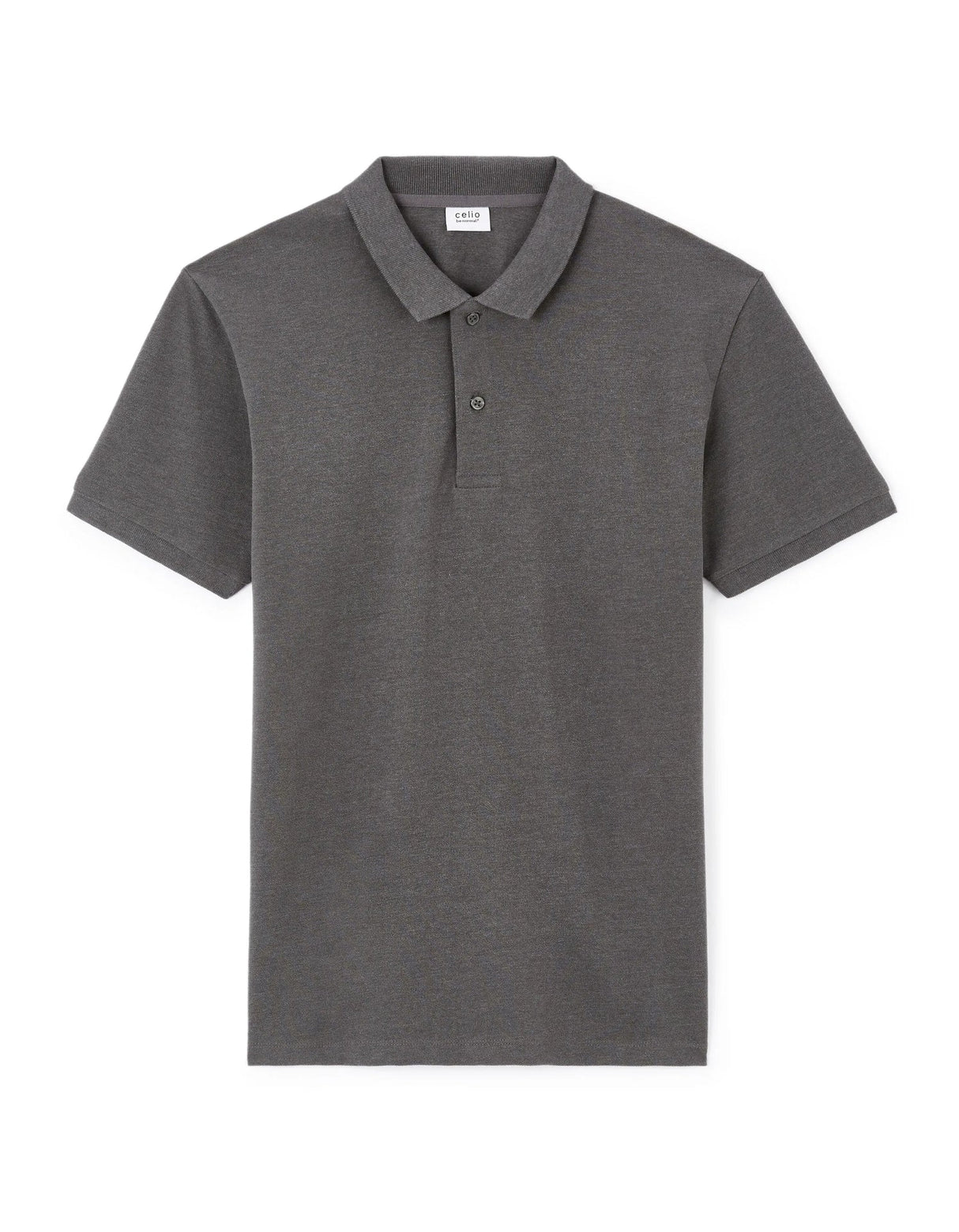 Straight Cotton Blend Polo Shirt - Anthracite - Runner