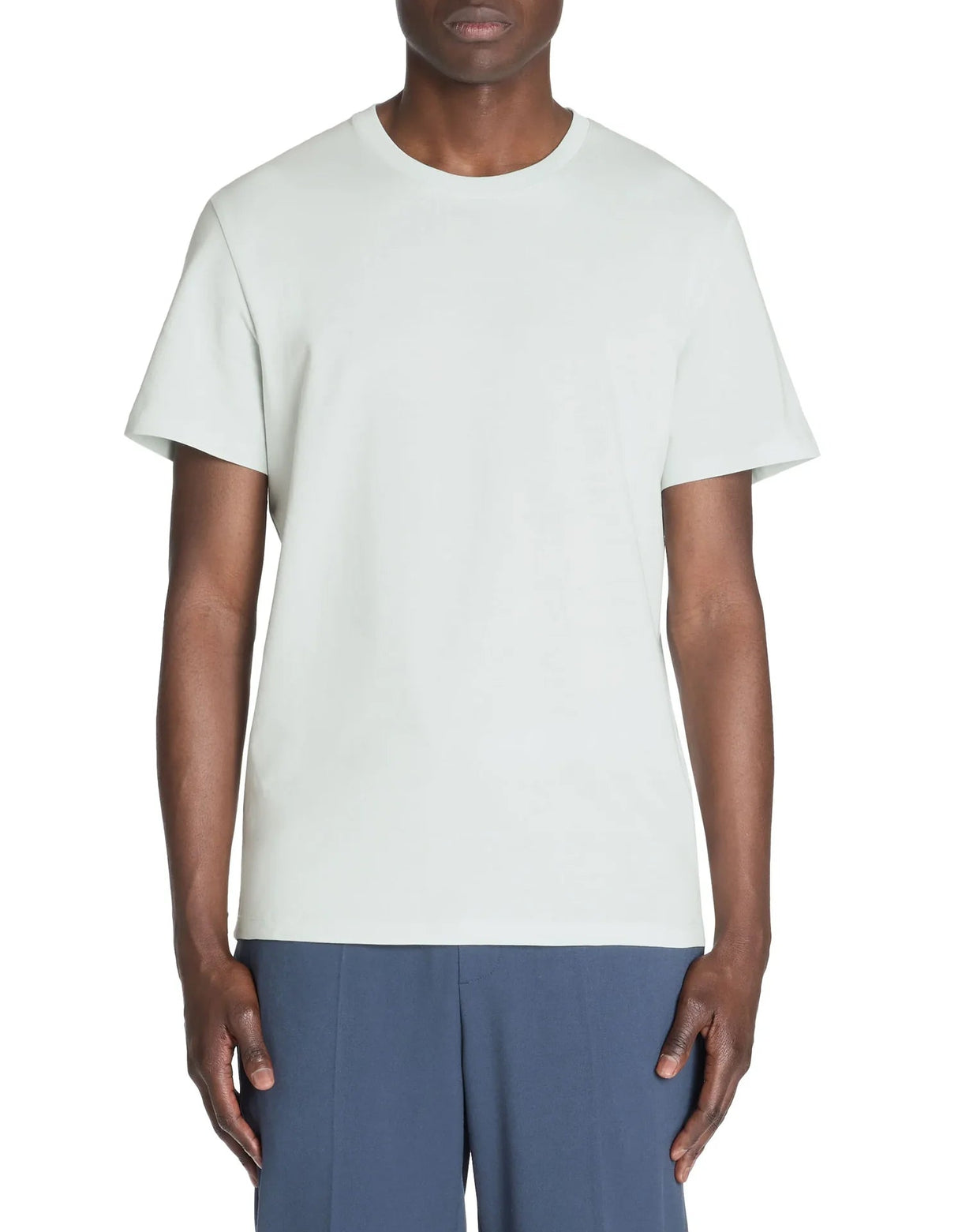 Straight Round Neck T-Shirt 100% Cotton - Light Blue - Runner