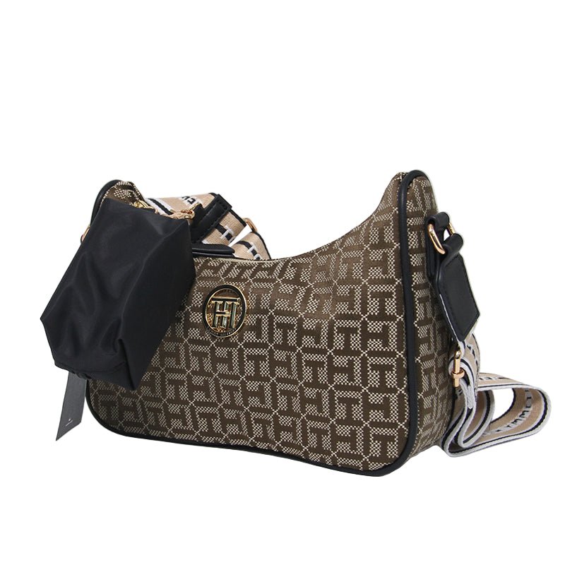 TOMMY HILFIGER Riley All Over Monogram Baguette Bag TB153 - Runner