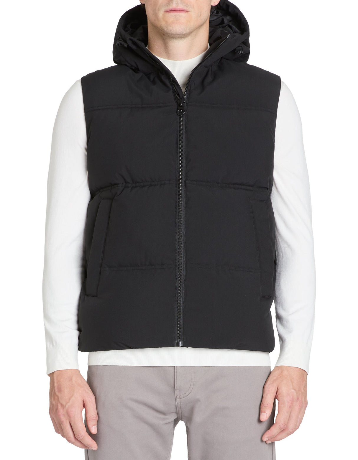 Warm sleeveless hooded down jacket - black - Runner