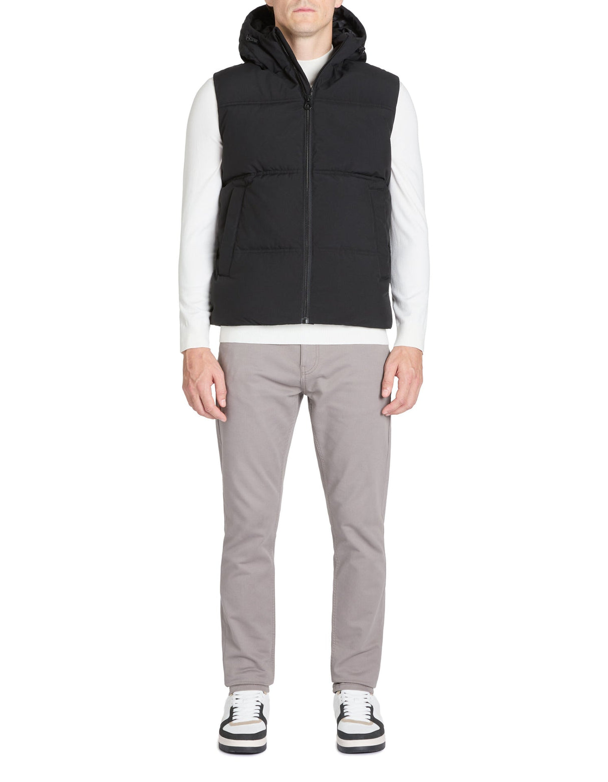 Warm sleeveless hooded down jacket - black - Runner