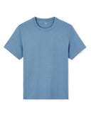 100% Cotton Boxy Crew Neck T-Shirt - Blue - Runner
