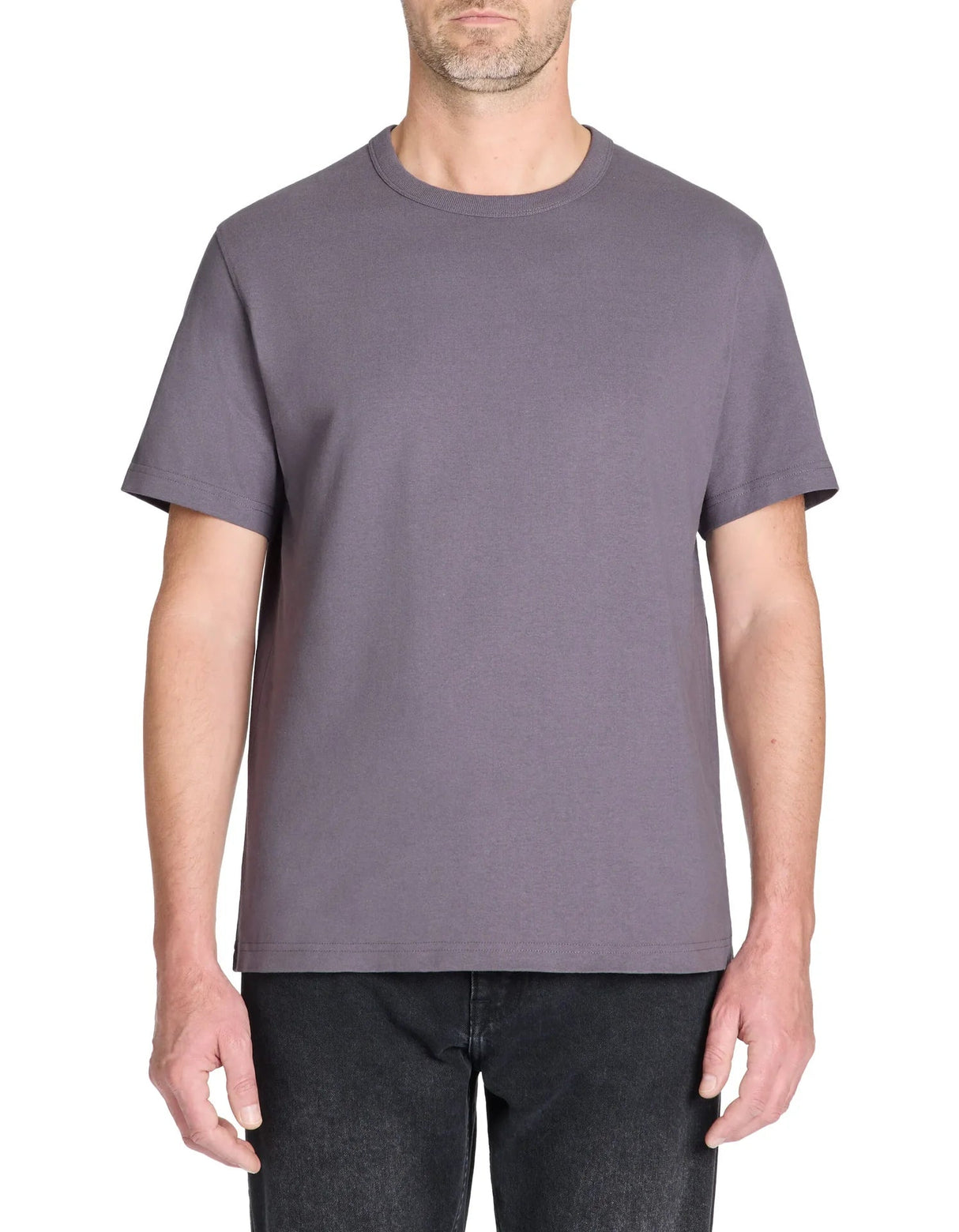 100% Cotton Boxy Crew Neck T-Shirt - Purple - Runner