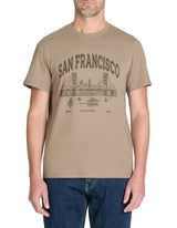 100% Cotton Crew Neck Straight T-Shirt - Taupe - Runner