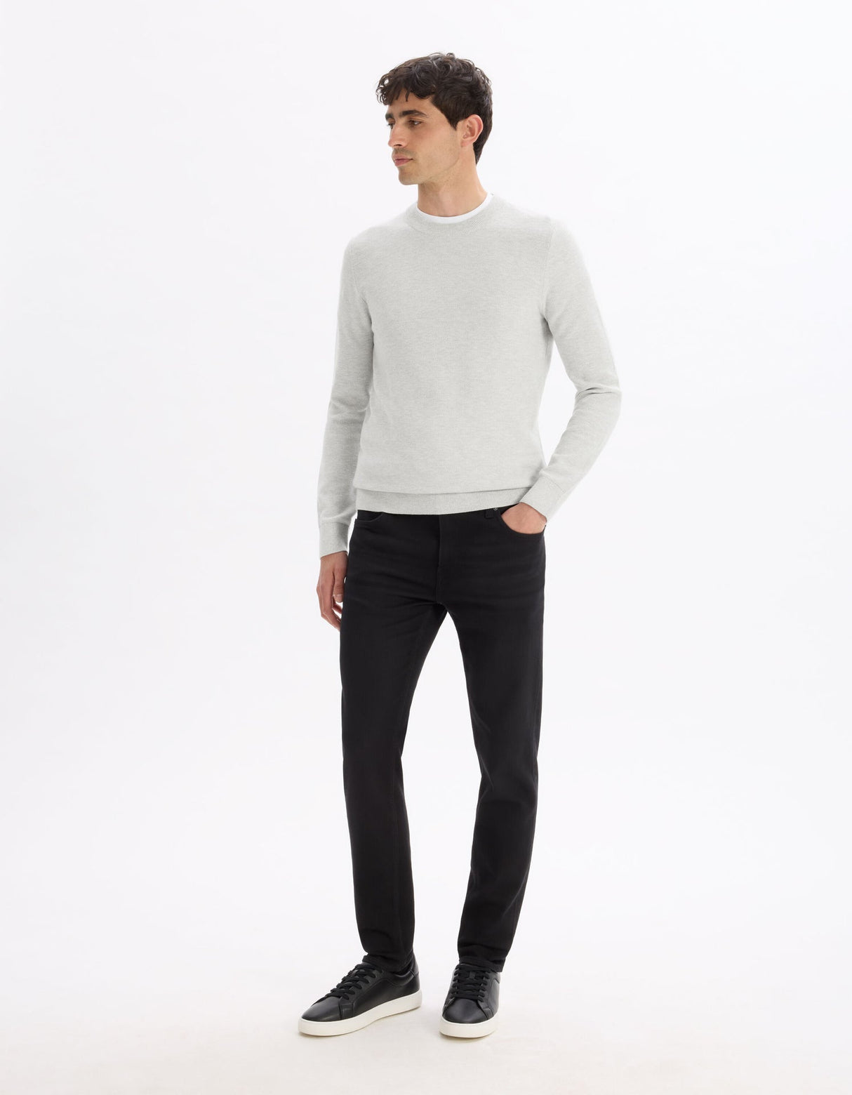 100% cotton crew neck sweater - medium grey - Runner